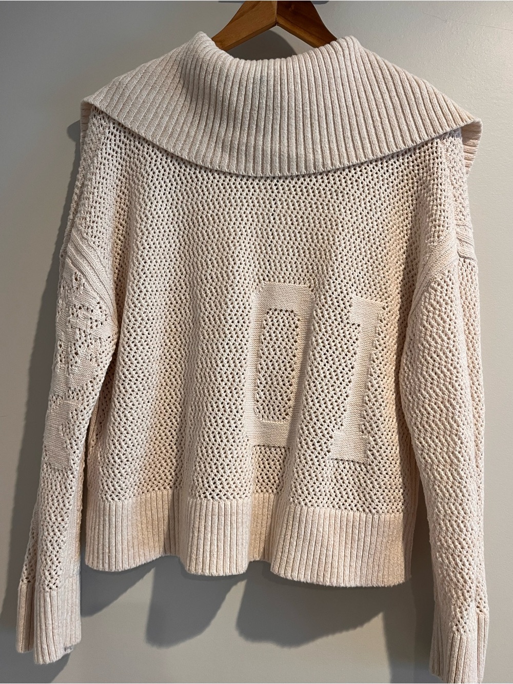 Anthropologie Daily Practice LARGE half zip sweater cream beige - Picture 3 of 10